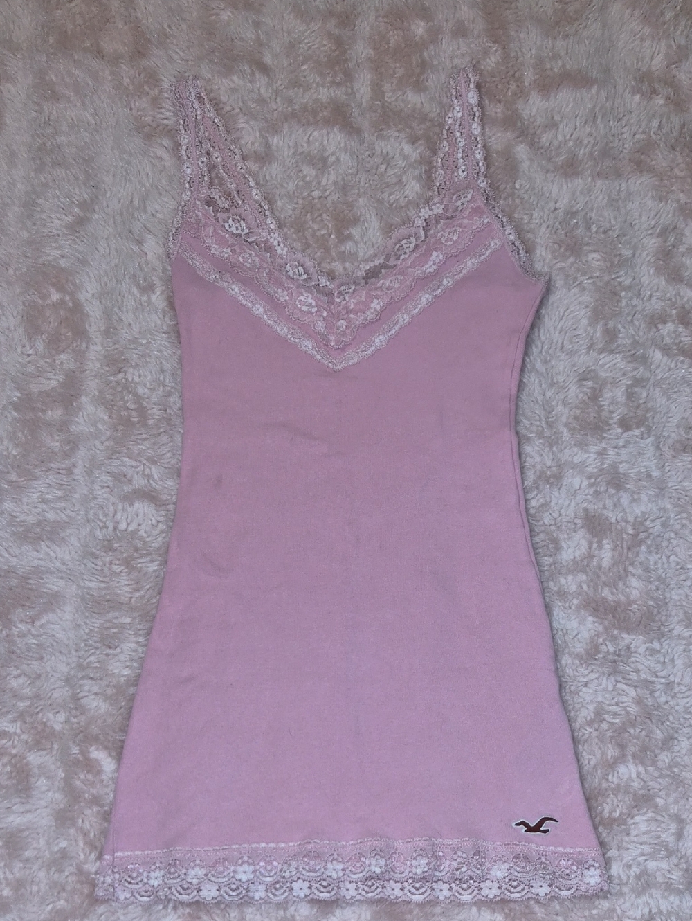 Hollister Pink Lace Trim Tank